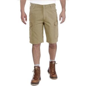 Carhartt Mens Canvas Rugged Flex Relaxed Fit Canvas Cargo Shorts, Khaki, Size 40